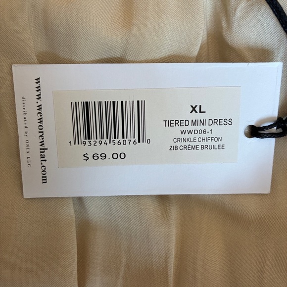 WeWoreWhat Tiered Mini Dress Chiffon Crème Brulee XL - Picture 7 of 11